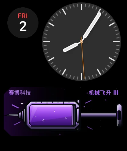 Cyber-style watch complication